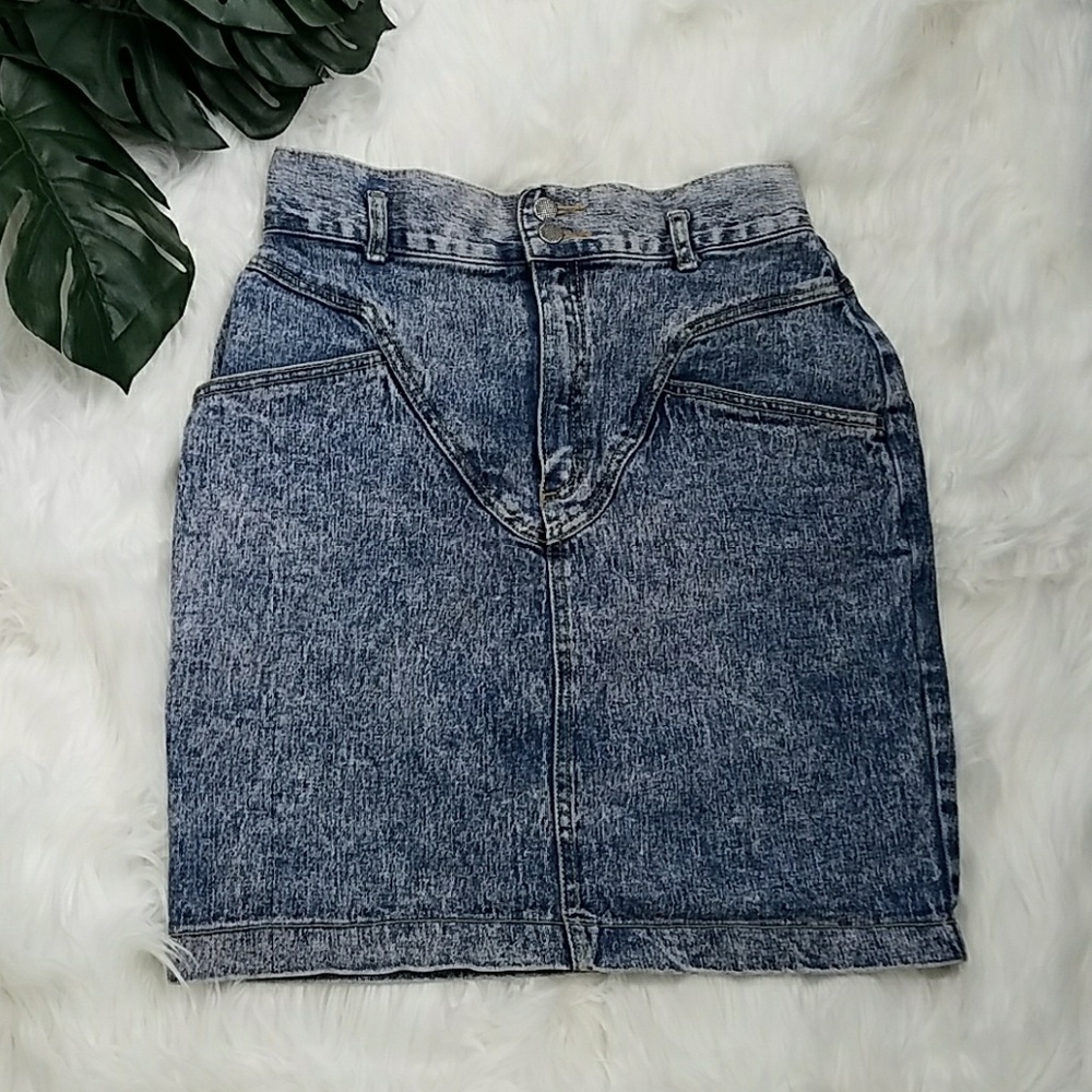 Vintage High Waisted Denim Jean Skirt Landing Gear